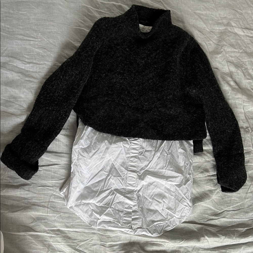 All Saints Black and White Turtleneck Sweater